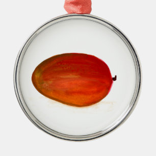 Mango Frucht Aquarell tropische Nahrung Exotische  Silbernes Ornament
