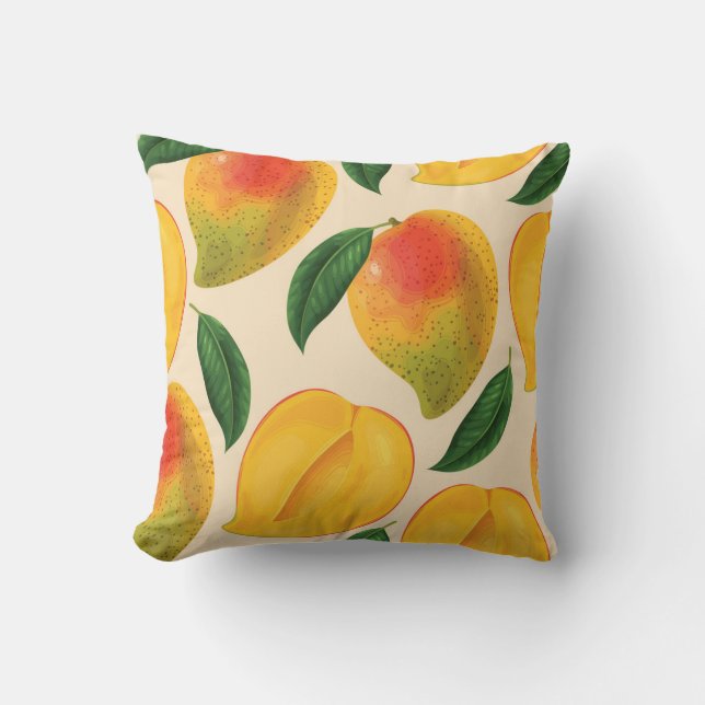 Mango Frucht Nahtloses Muster Kissen (Vorderseite)