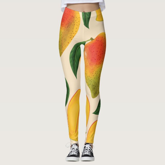 Mango Frucht Nahtloses Muster Leggings (Vorderseite)