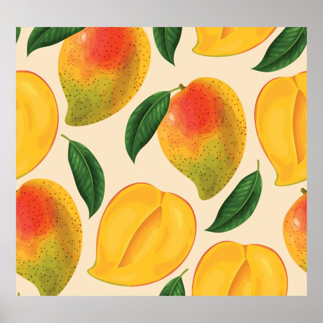Mango Frucht Nahtloses Muster Poster (Vorne)