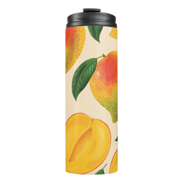 Mango Frucht Nahtloses Muster Thermosbecher (Vorderseite)