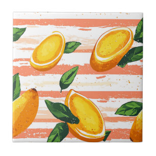 Mango Fruit Muster mit grünen Blätter Fliese