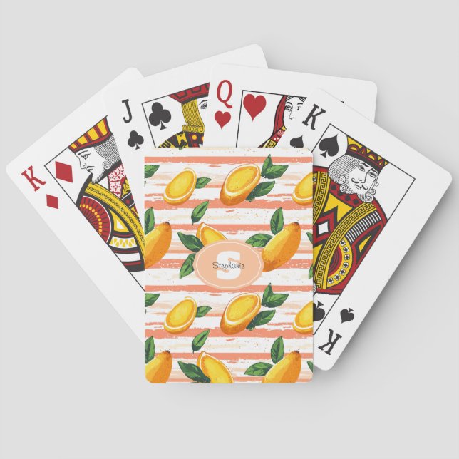 Mango Fruit Muster mit grünen Blätter Spielkarten (Rückseite)