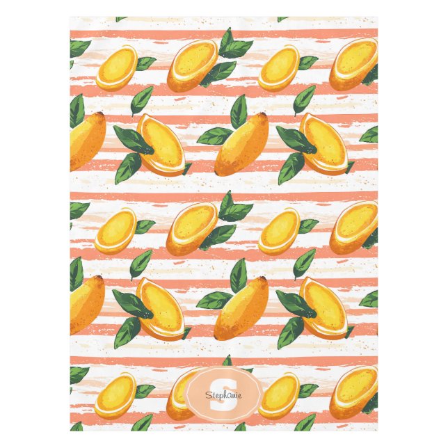 Mango Fruit Muster mit grünen Blätter Tischdecke (Vorderseite)