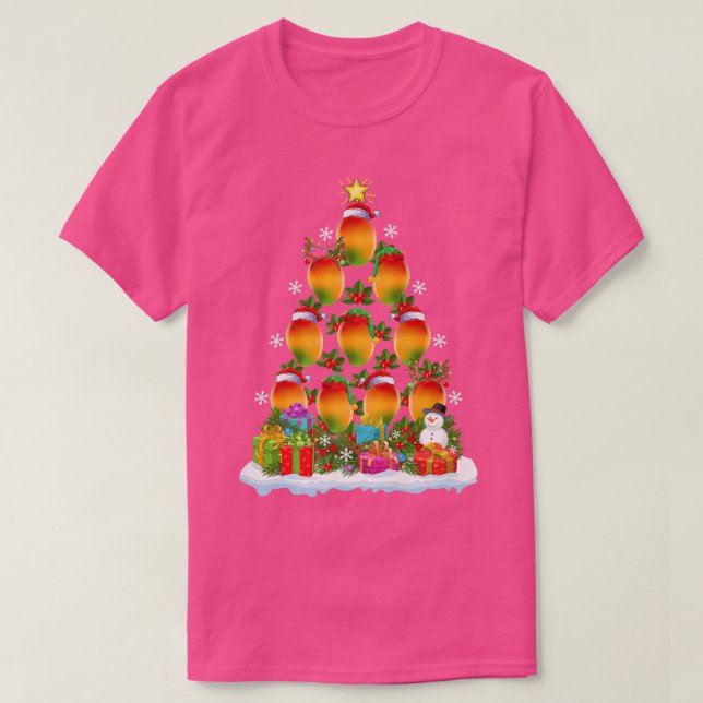 Mango Fruit Xmas Tree Lighting Santa Mango Christm T-Shirt (Design vorne)