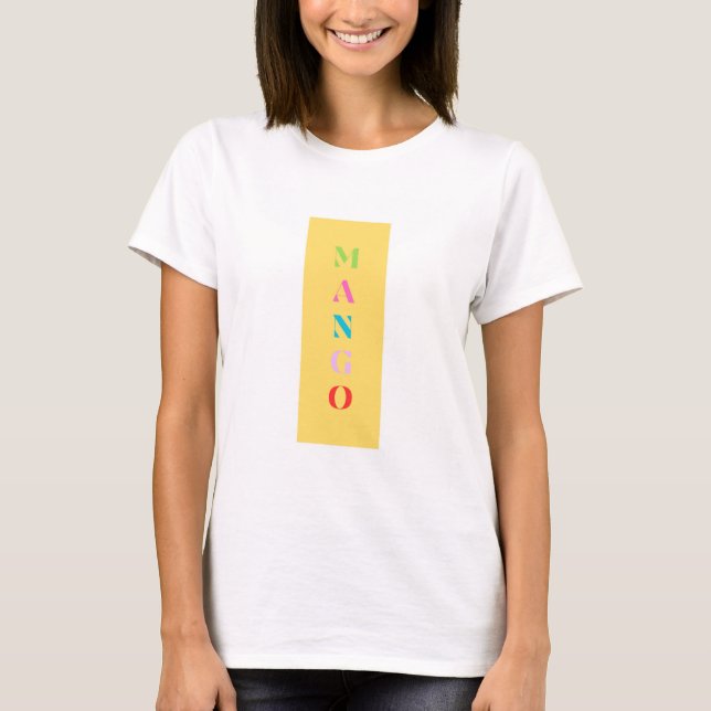 "Mango" Fun T-shirt graphique - Bold Jaune (Devant)