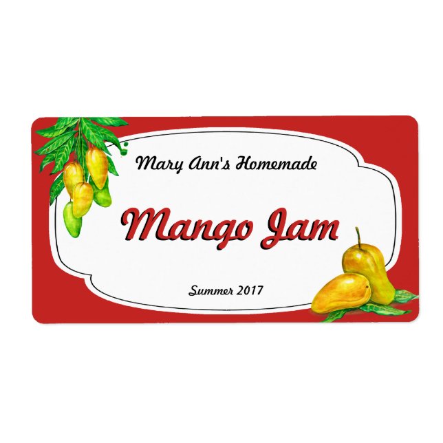 Mango Jam Canning Labels (Vorne)