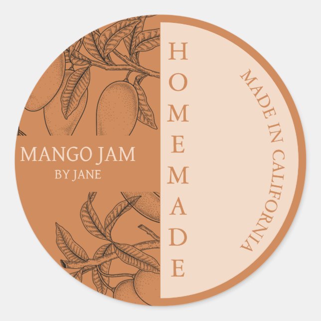 Mango Jam Modern Business Label Runder Aufkleber (Vorderseite)