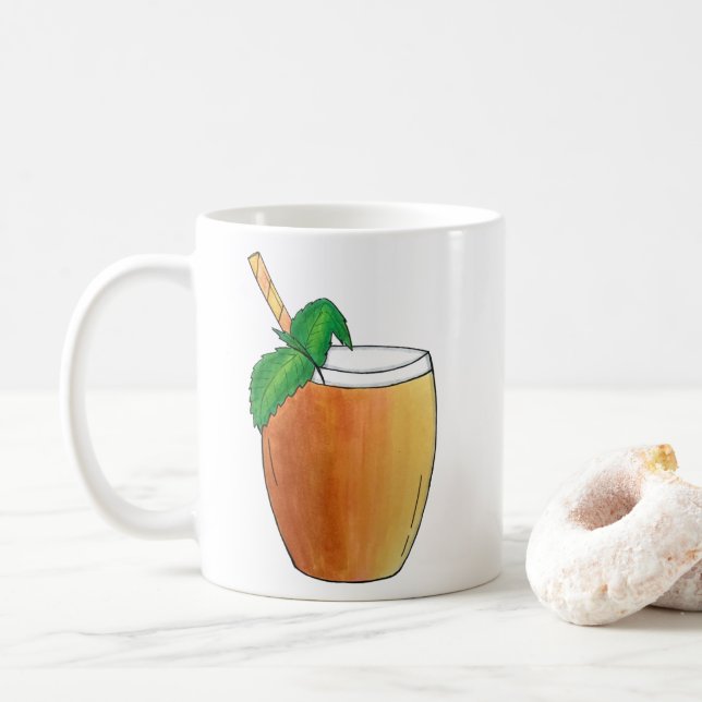 Mango Lassi Erfrischend indischer Jogurt Fruchtsaf Kaffeetasse (Mit Donut)