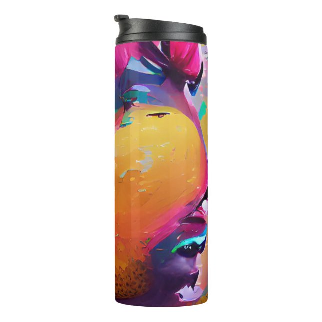 Mango lebendige, farbenfrohe abstrakte Grafik Thermosbecher (Nach rechts gedreht)