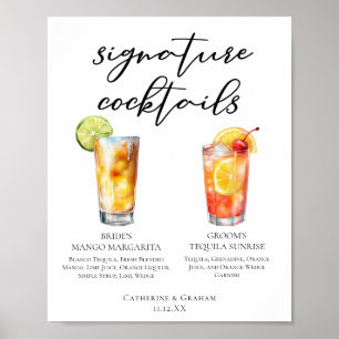 Mango Margarita Tequila Sunrise Cocktails Menü Poster