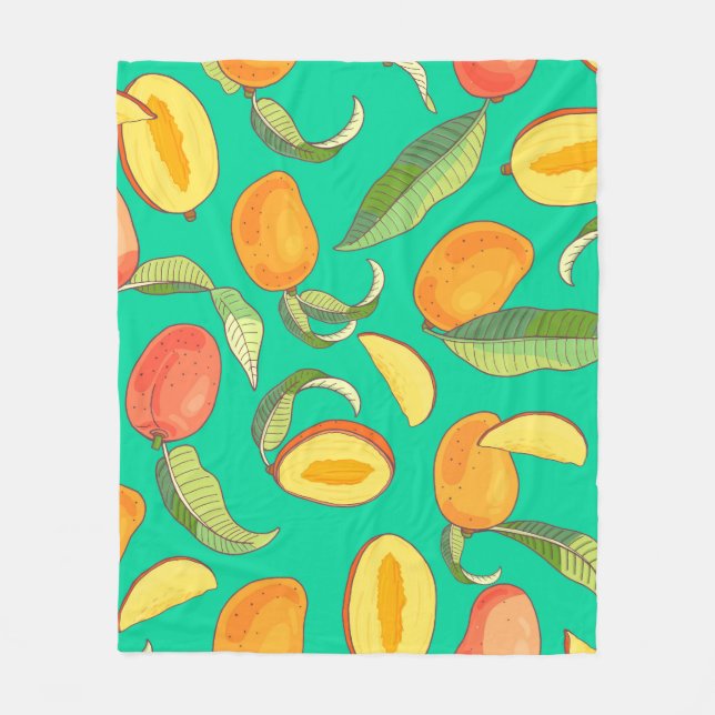 Mango Medley: tropisches Fruchtmuster Fleecedecke (Vorderseite)