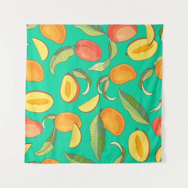 Mango Medley: tropisches Fruchtmuster Wandteppich (Vorderseite)