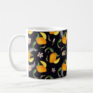 Mango. Nahtloses Muster mit gelben und roten Trope Kaffeetasse