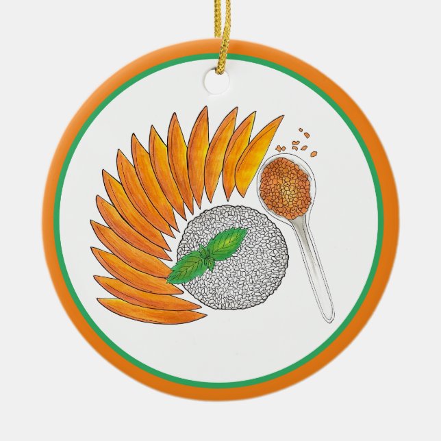 Mango Sticky Rice Dessert Thai Küche Keramik Ornament (Vorne)