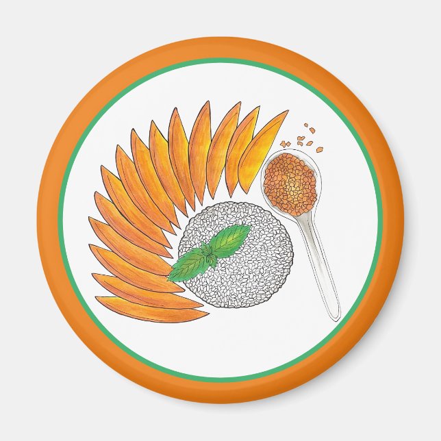 Mango Sticky Rice Dessert Thai Küche Magnet (Vorne)