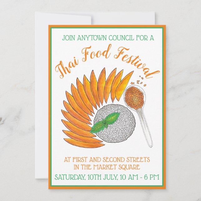 Mango Sticky Rice Thai Restaurant Dinner Party Einladung (Vorderseite)