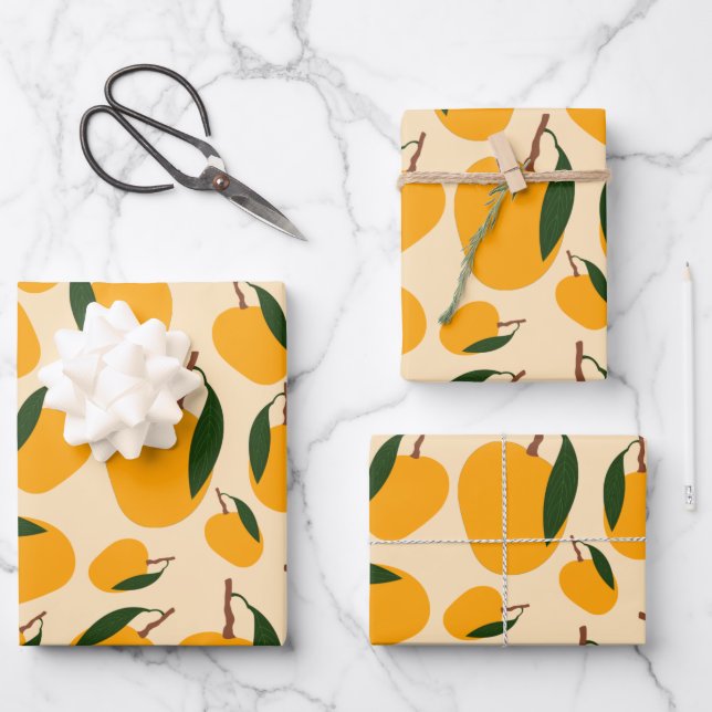 Mango Summer Frucht Muster Geschenkpapier Set (Vorderseite)
