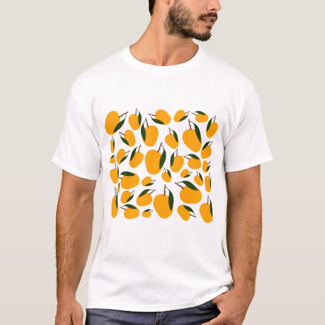 Mango Summer Frucht Muster T-Shirt (Vorderseite)