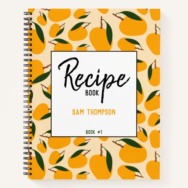 Mango Summer Fruit Pattern Recipe Blank Cookbook Notizbuch (Vorderseite)