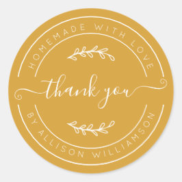 Mango Yellow Homemade Thank You Label Runder Aufkleber