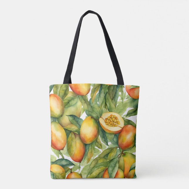 Mangofrüchte und Blätter  Tasche (Rückseite)