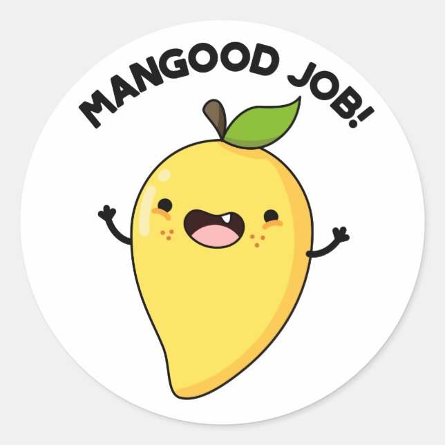 Mangood Job Funny Mango Obstpuppe Runder Aufkleber (Vorderseite)