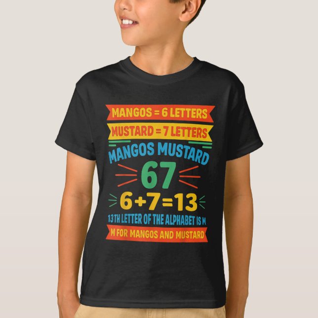 Mangos Senf 67 Tee Lustiger Alphabet-Code M Meme F (Vorderseite)