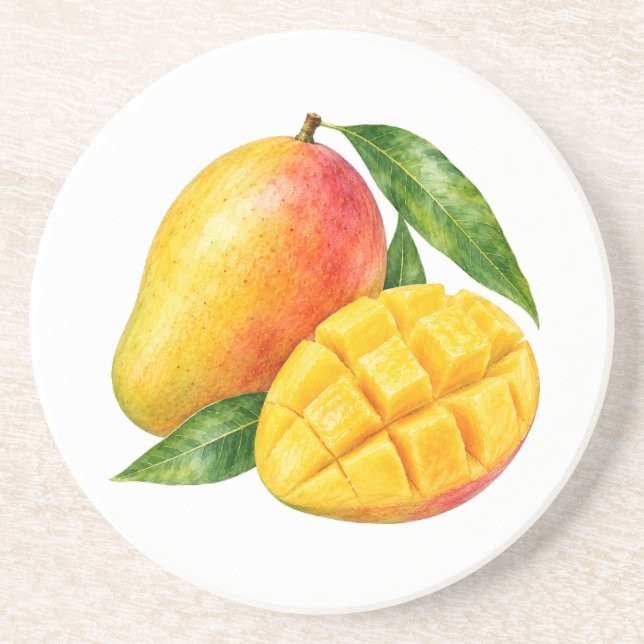 Mangowasserfarbe Frucht Getränkeuntersetzer (Vorne)
