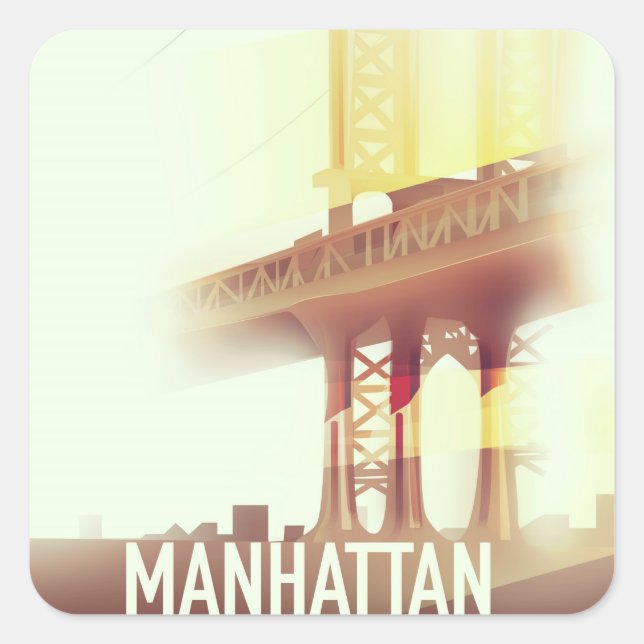 Manhattan Abend Quadratischer Aufkleber (Vorderseite)