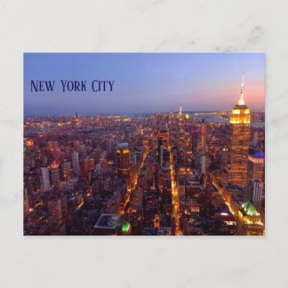 Manhattan at dusk - Empire State Bulding to WTC Postkarte