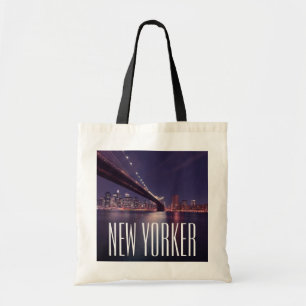 Manhattan at Night, Brooklyn Bridge, East River Tragetasche