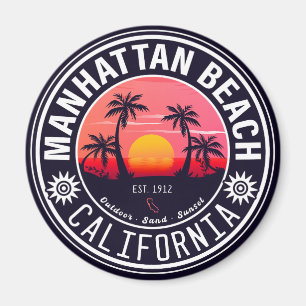 Manhattan Beach Ca Retro Sunset Palm Trees 60er Magnet