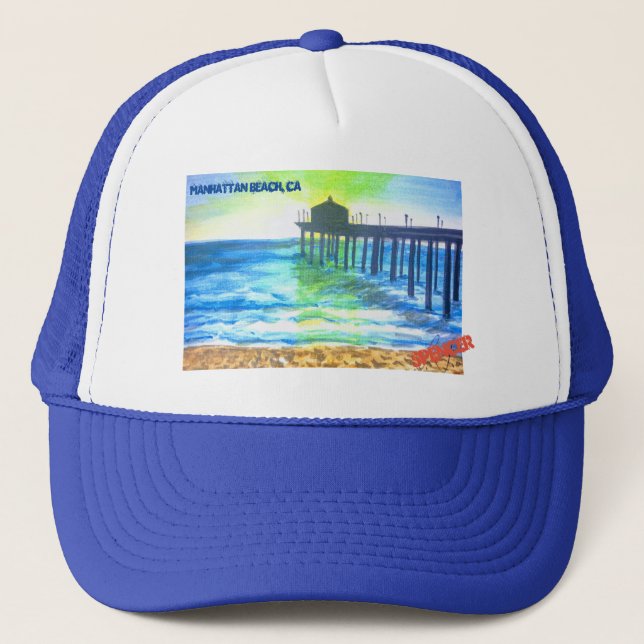 Manhattan Beach, CA Trucker Hat Truckerkappe (Vorderseite)