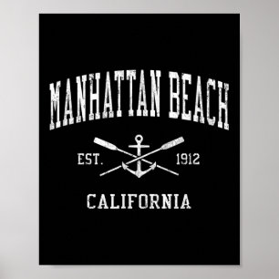 Manhattan Beach Ca Vintag überquert Oars & Amp; Sc Poster