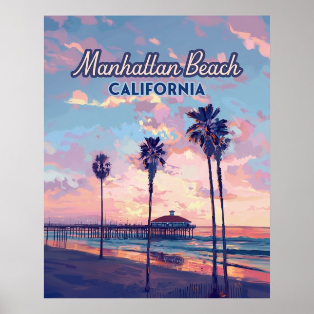 Manhattan Beach California Los Angeles Retro Poster (Vorne)