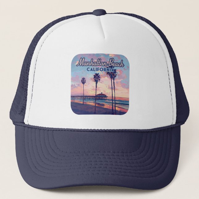 Manhattan Beach California Los Angeles Retro Truckerkappe (Vorderseite)