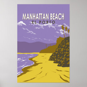 Manhattan Beach California Reise Kunst Vintage Poster