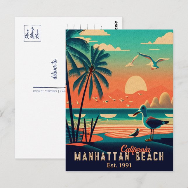 Manhattan Beach California Sunset Souvenirs in den Postkarte (Vorne/Hinten)