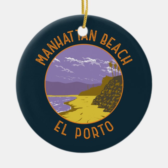 Manhattan Beach California Vintag Keramik Ornament (Vorne)