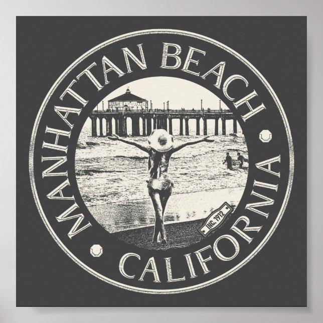 MANHATTAN BEACH LOS ANGELES CALIFORNIA VINTAG POSTER (Vorne)