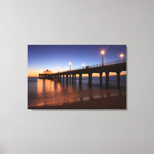 Manhattan Beach Pier bei Sonnenuntergang, Kaliforn Leinwanddruck