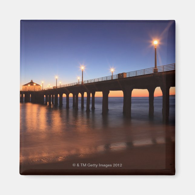 Manhattan Beach Pier bei Sonnenuntergang, Kaliforn Magnet (Vorne)