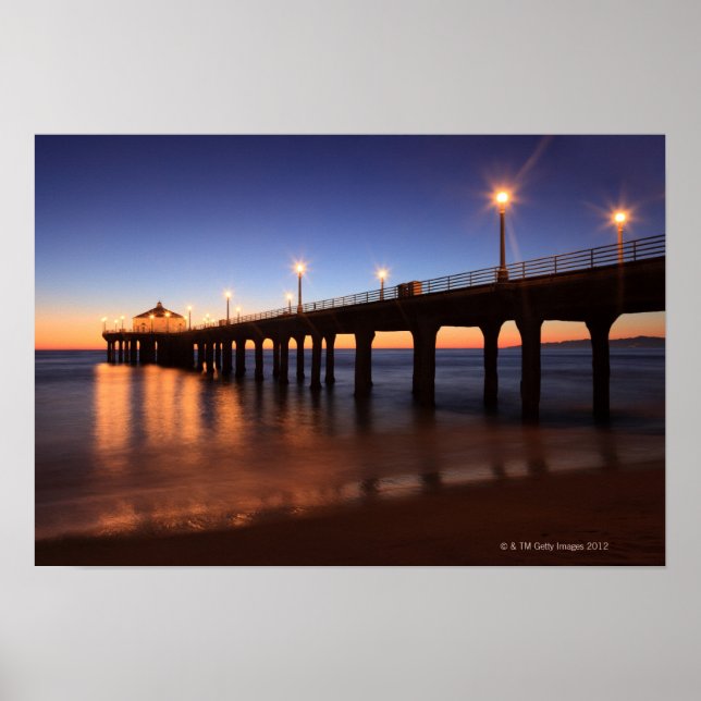 Manhattan Beach Pier bei Sonnenuntergang, Kaliforn Poster (Vorne)