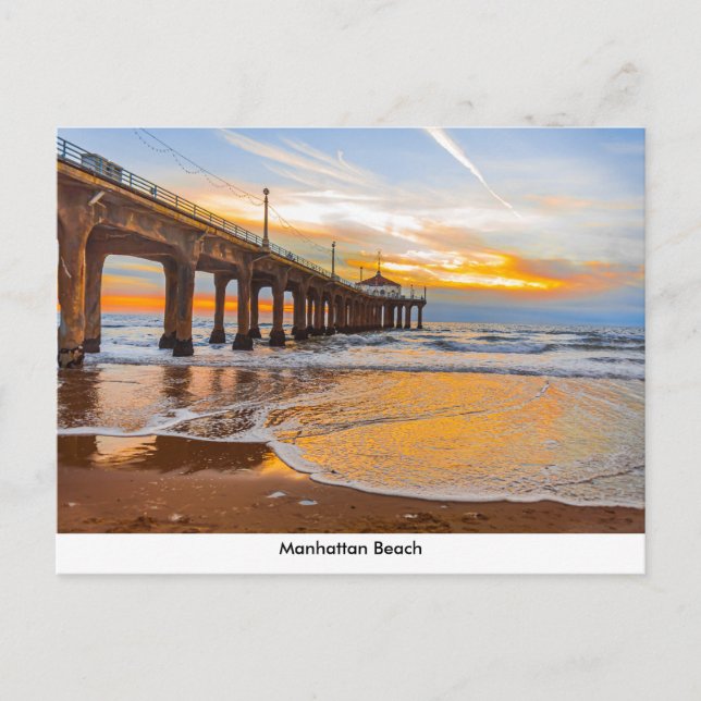 Manhattan Beach Pier bei Sunset Postcard Postkarte (Vorderseite)