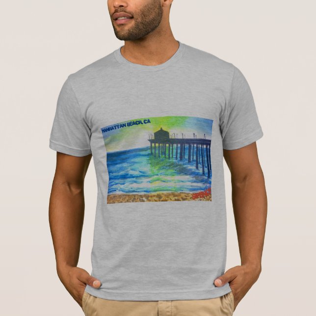 Manhattan Beach Pier Druck T-Shirt (Vorderseite)