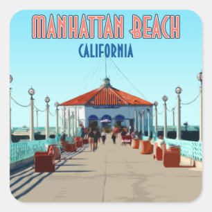 Manhattan Beach Pier Los Angeles Kalifornien Quadratischer Aufkleber