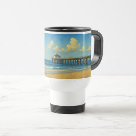 Manhattan Beach Pier mit Rotem Dach Reisebecher