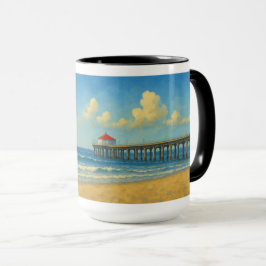 Manhattan Beach Pier mit Rotem Dach Tasse