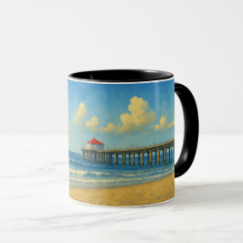 Manhattan Beach Pier mit Rotem Dach Tasse